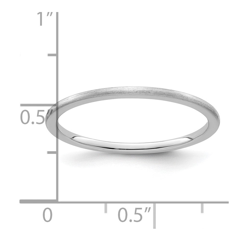 10K White Gold 10K 1.2mm Half Round Satin Stackable Band Size 6