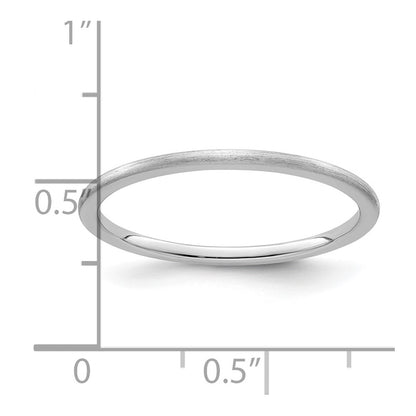 10K White Gold 10K 1.2mm Half Round Satin Stackable Band Size 7.5
