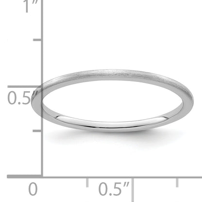 10K White Gold 10K 1.2mm Half Round Satin Stackable Band Size 9