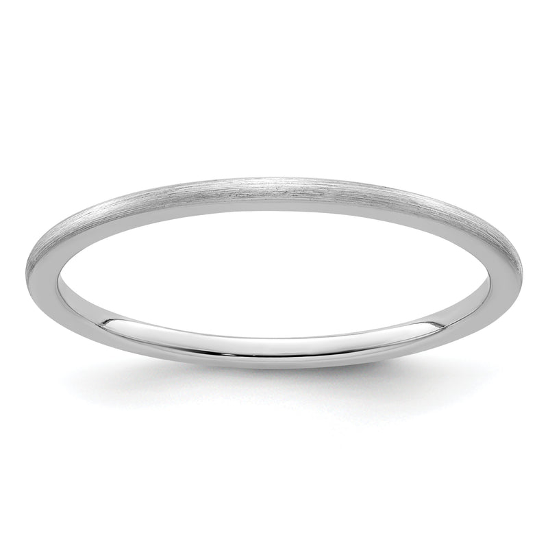 10K White Gold 10K 1.2mm Half Round Satin Stackable Band Size 9.5