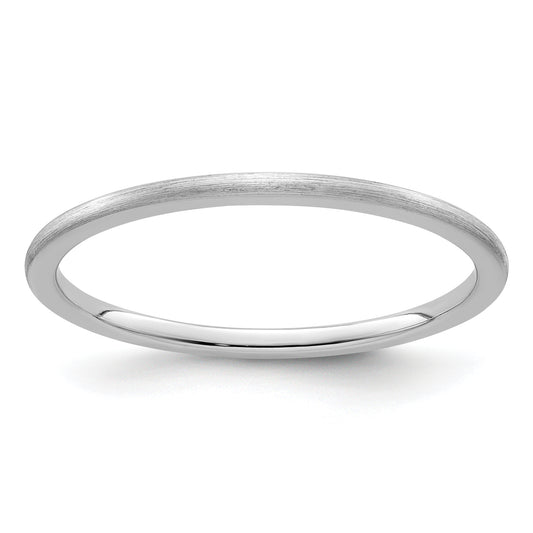 10K White Gold 10K 1.2mm Half Round Satin Stackable Band Size 9