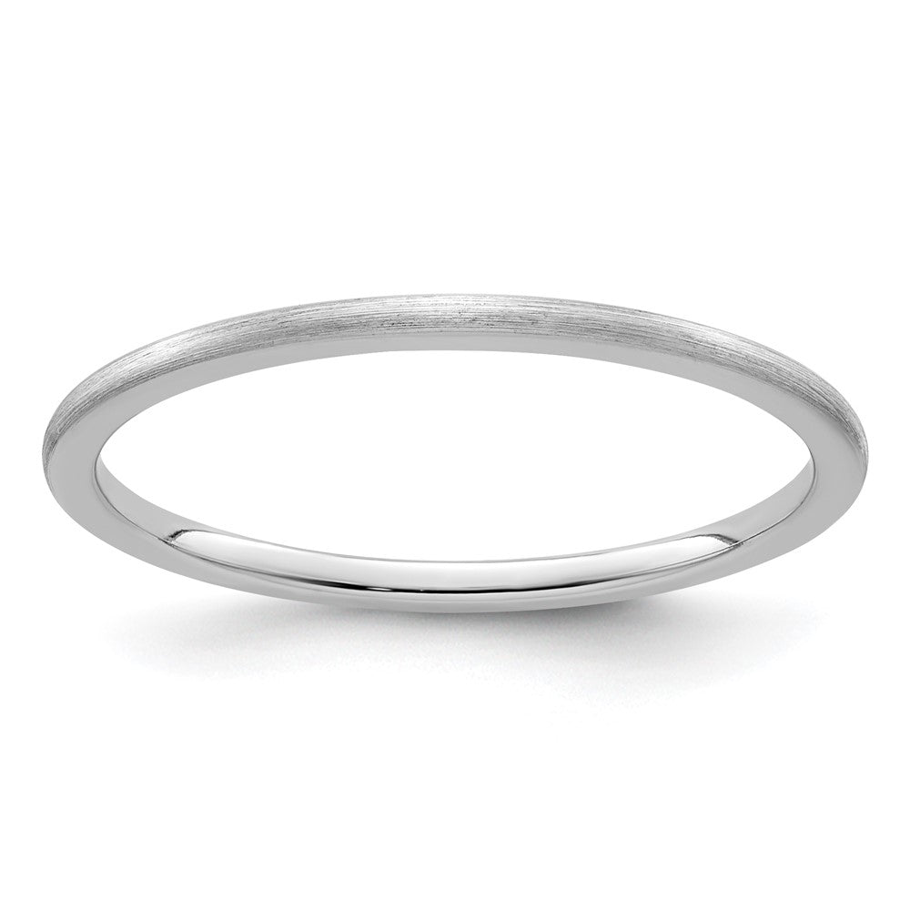 10K White Gold 10K 1.2mm Half Round Satin Stackable Band Size 8.5