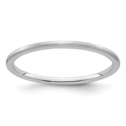 10K White Gold 10K 1.2mm Half Round Satin Stackable Band Size 7.5