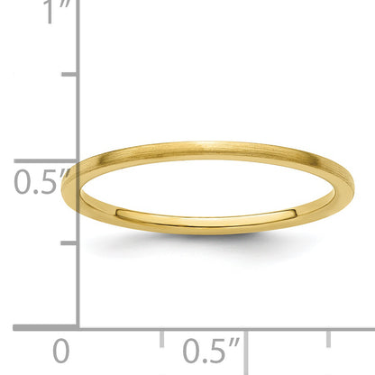 10K Yellow Gold 10K 1.2mm Half Round Satin Stackable Band Size 6.5