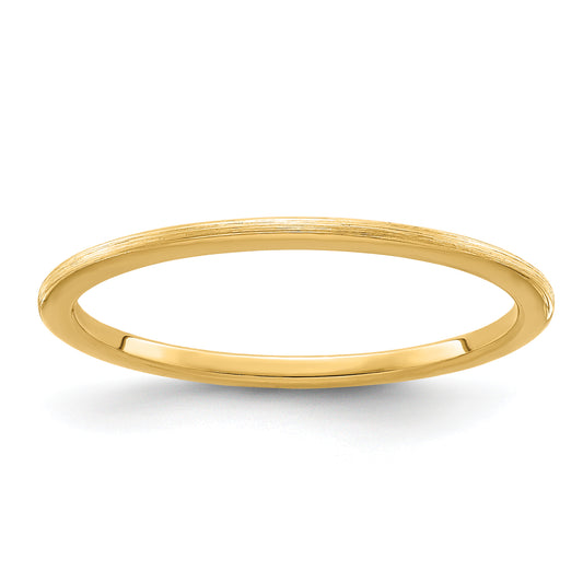 10K Yellow Gold 10K 1.2mm Half Round Satin Stackable Band Size 6.5