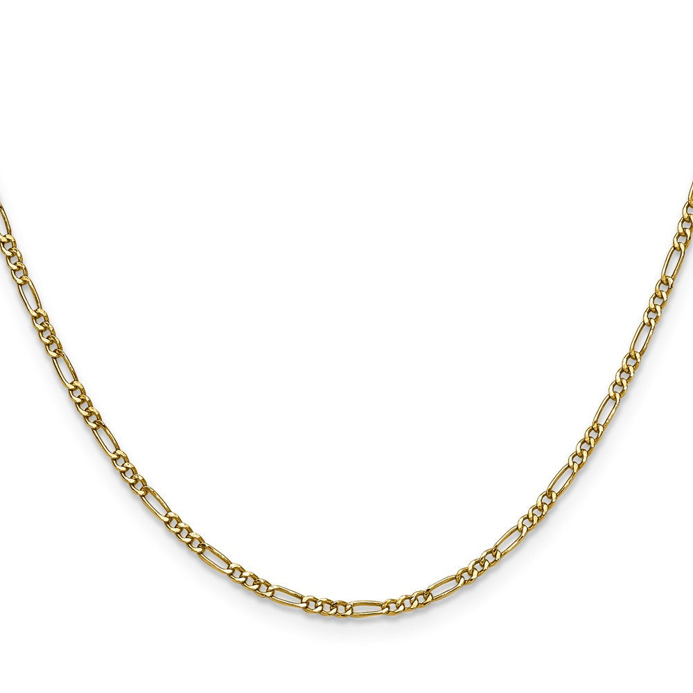 14K Yellow Gold 1.9mm Semi-Solid Figaro Chain Necklace