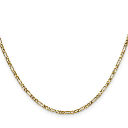 14K Yellow Gold 1.9mm Semi-Solid Figaro Chain Necklace