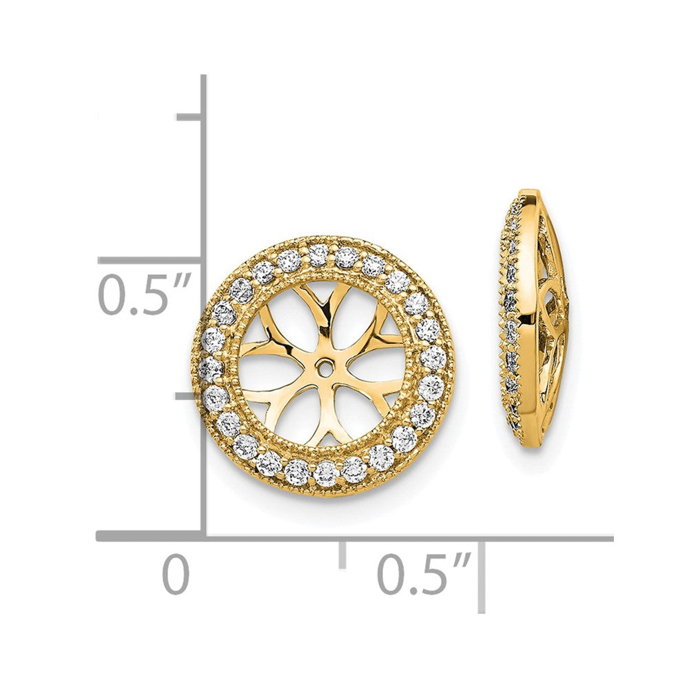 14K Yellow Gold 3/8 carat Diamond Circle Earring Jackets