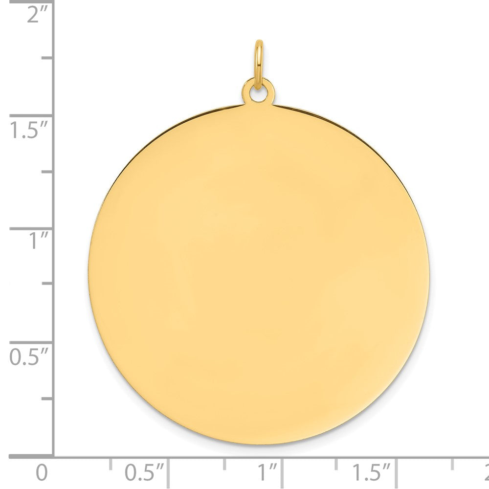 14K Yellow Gold Plain .013 Gauge Round Engravable 38.3mm Disc Charm