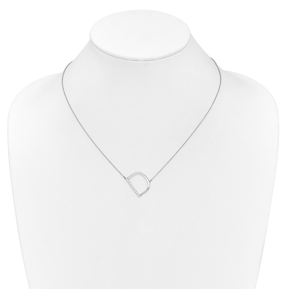 14K White Gold Sideways Diamond Initial D 18 Inch Necklace