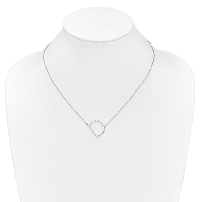 14K White Gold Sideways Diamond Initial D 18 Inch Necklace