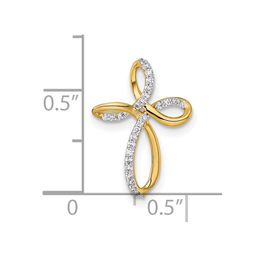 14K Yellow Gold 1/10 carat Diamond Cross Chain Slide