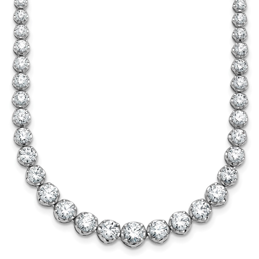 14K White Gold 11 1/15 carat Certified Lab Grown Diamond VS+ F+ Complete Round 20 Inch Graduated Tennis Necklace