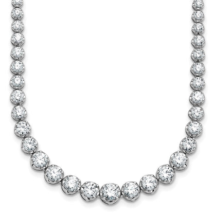 14K White Gold 11 1/15 carat Certified Lab Grown Diamond VS+ F+ Complete Round 20 Inch Graduated Tennis Necklace