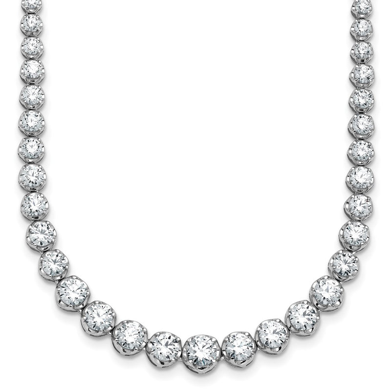 14K White Gold 11 1/15 carat Certified Lab Grown Diamond VS+ F+ Complete Round 20 Inch Graduated Tennis Necklace