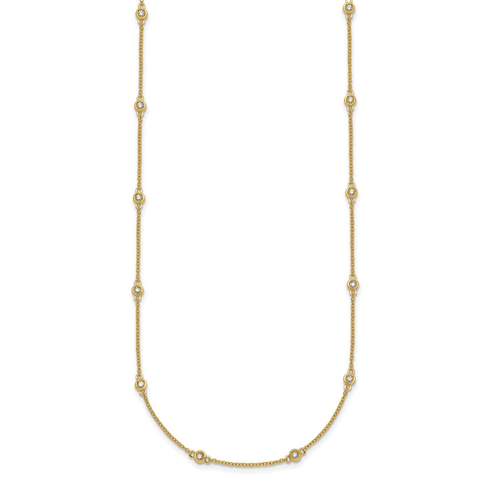 14K Yellow Gold Complete 1/3 carat Bezel-set Diamond and Cable Chain 20-Station 20 Inch Necklace