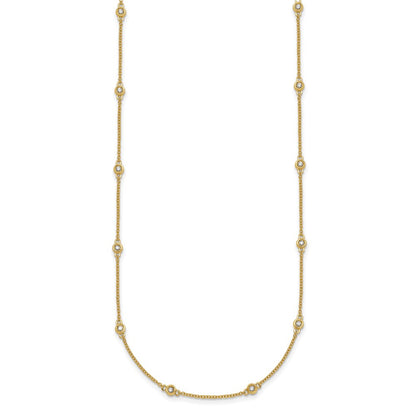 14K Yellow Gold Complete 1/3 carat Bezel-set Diamond and Cable Chain 20-Station 20 Inch Necklace