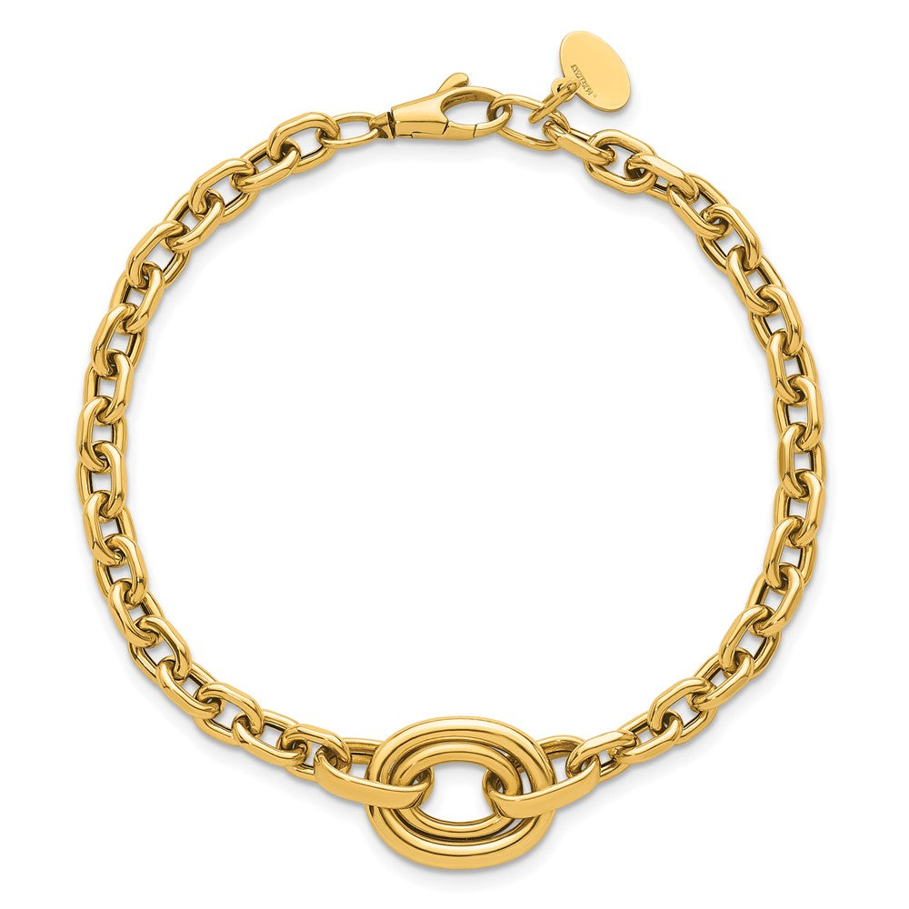 14K Yellow Gold Polished Double Circle Fancy 7.25 Inch Bracelet Plus 0.25 Inch Extender