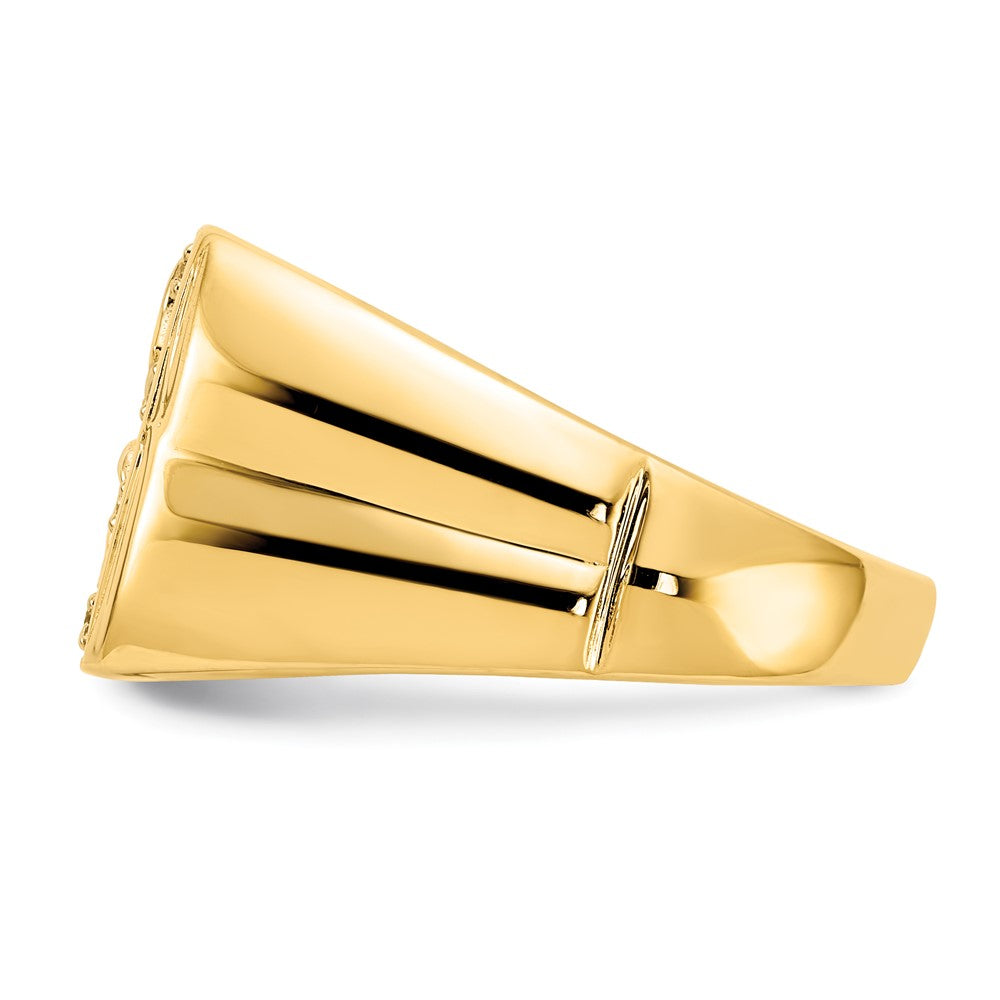 14K Yellow Gold & Rhodium Men's .10ct Diamond Eagle Ring