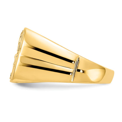14K Yellow Gold & Rhodium Men's .10ct Diamond Eagle Ring