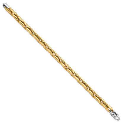 14K Two-Tone Gold Two-tone Polished 6.75mm Fancy Cable Link 7.25 Inch Bracelet