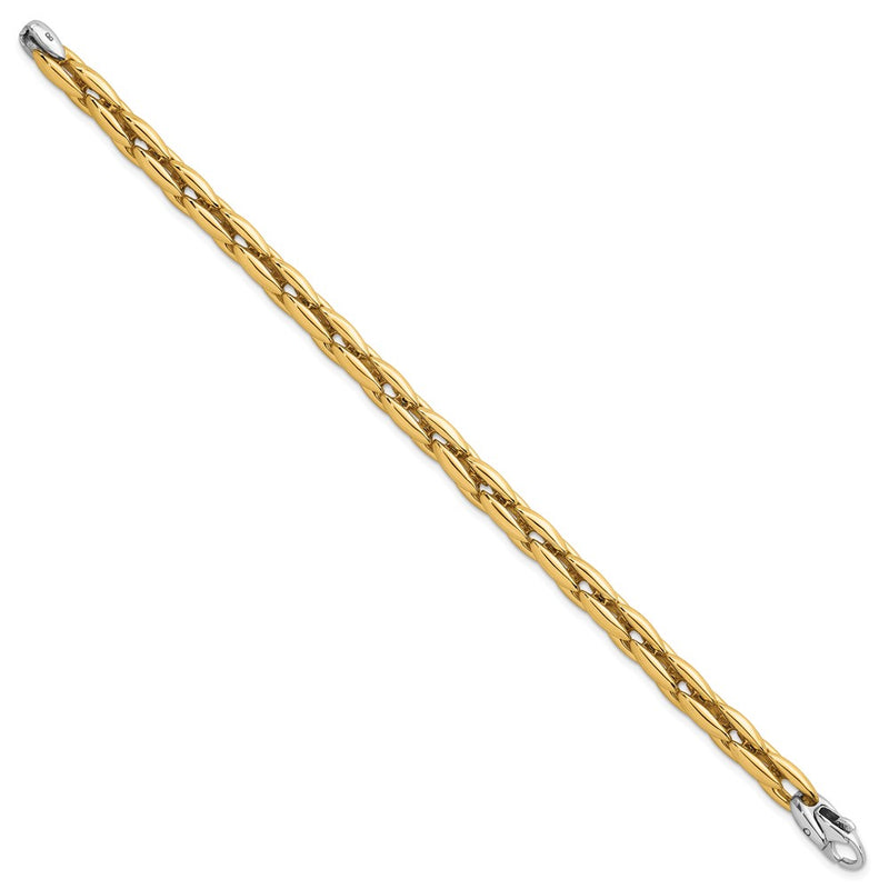 14K Two-Tone Gold Two-tone Polished 6.75mm Fancy Cable Link 7.25 Inch Bracelet