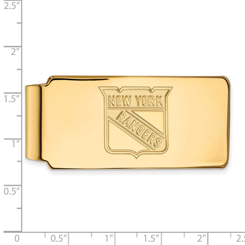 10K Yellow Gold Gold NHL LogoArt New York Rangers Money Clip