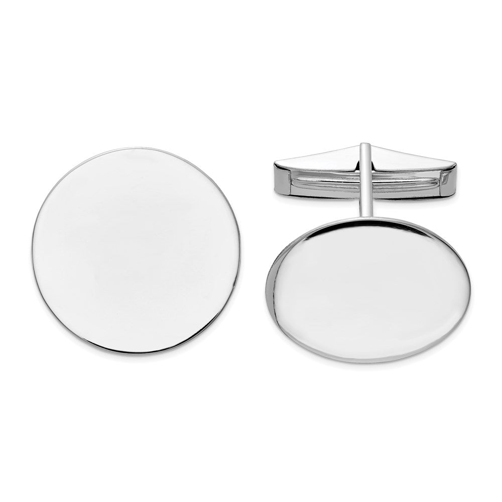 14K White Gold Men's Circular Cuff Links