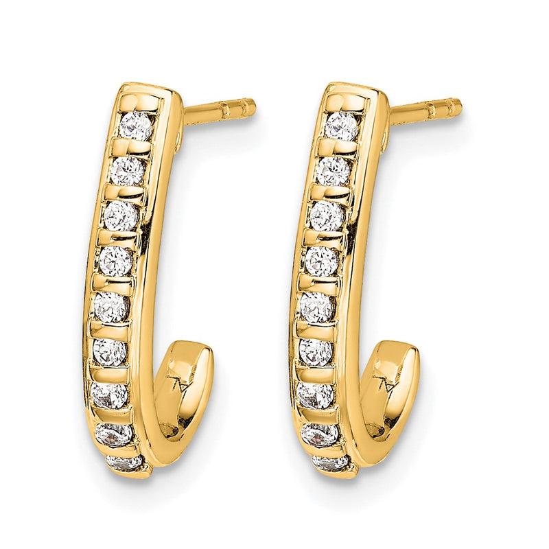 14K Yellow Gold 1/5 carat Diamond J-Hoop Post Earrings