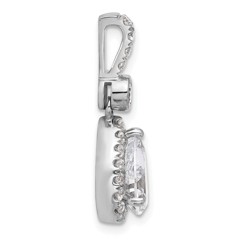 14K White Gold 2 carat Lab Grown Diamond VS/SI+ G+ Pear Complete Halo Pendant
