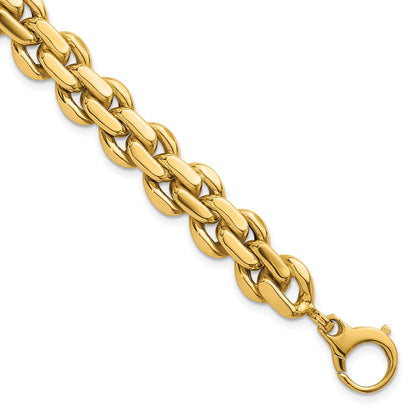 14K Yellow Gold Polished 9.25mm Fancy Link 7.5 Inch Bracelet