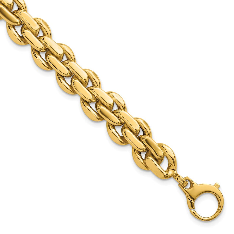 14K Yellow Gold Polished 9.25mm Fancy Link 7.5 Inch Bracelet