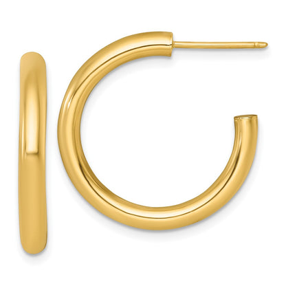 14K Yellow Gold Polished 3.0 x 25mm Tube C-Hoop Post Earrings