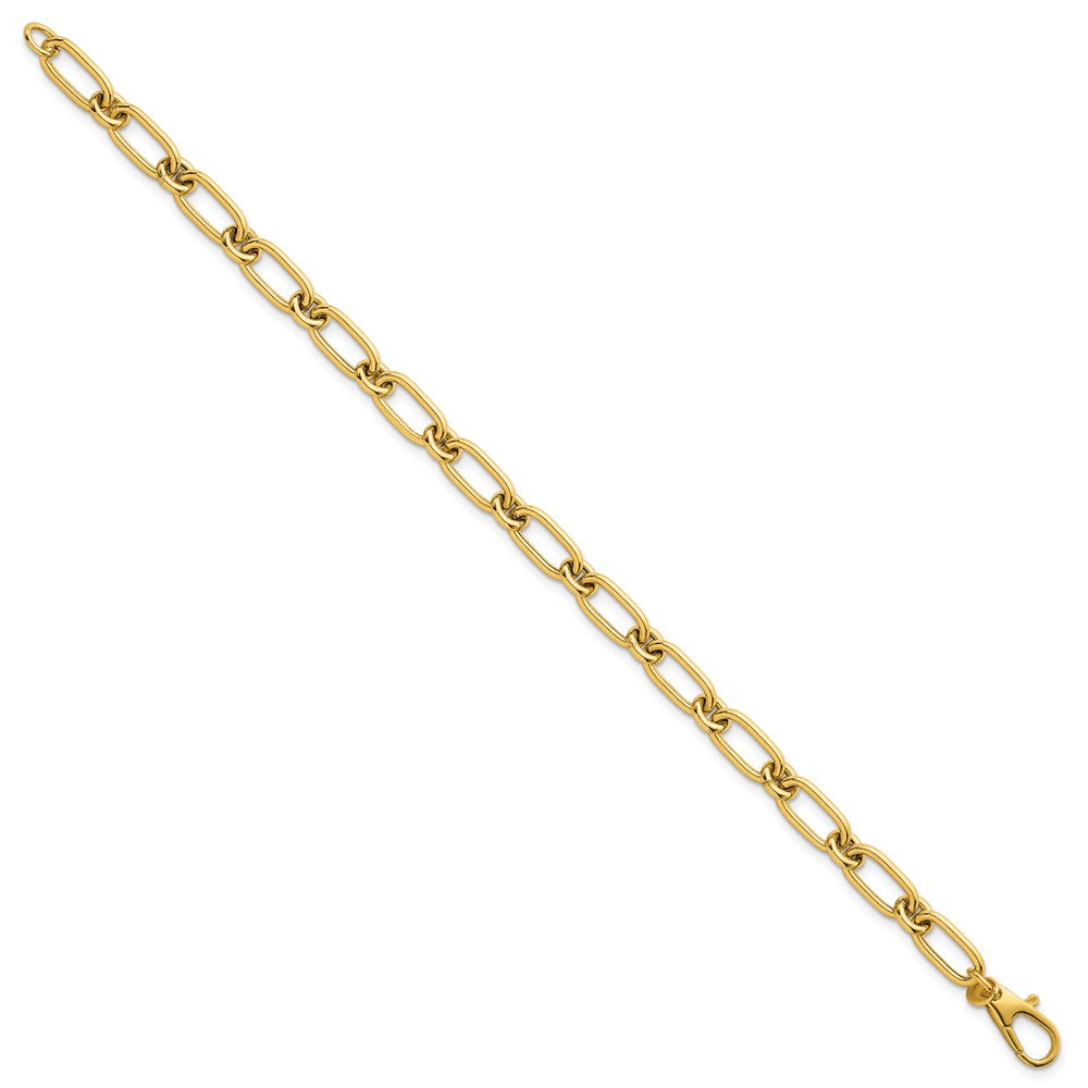 14K Yellow Gold Polished 6mm Oval and Circle Link 7.5 Inch Bracelet