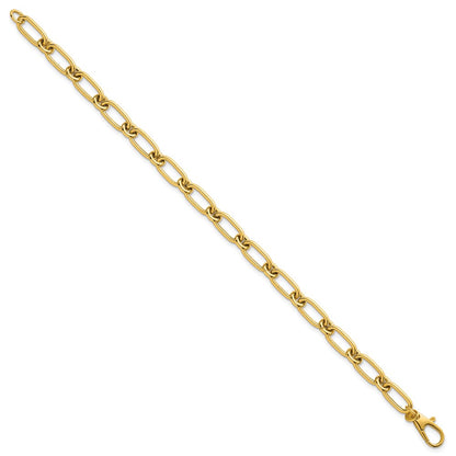 14K Yellow Gold Polished 6mm Oval and Circle Link 7.5 Inch Bracelet