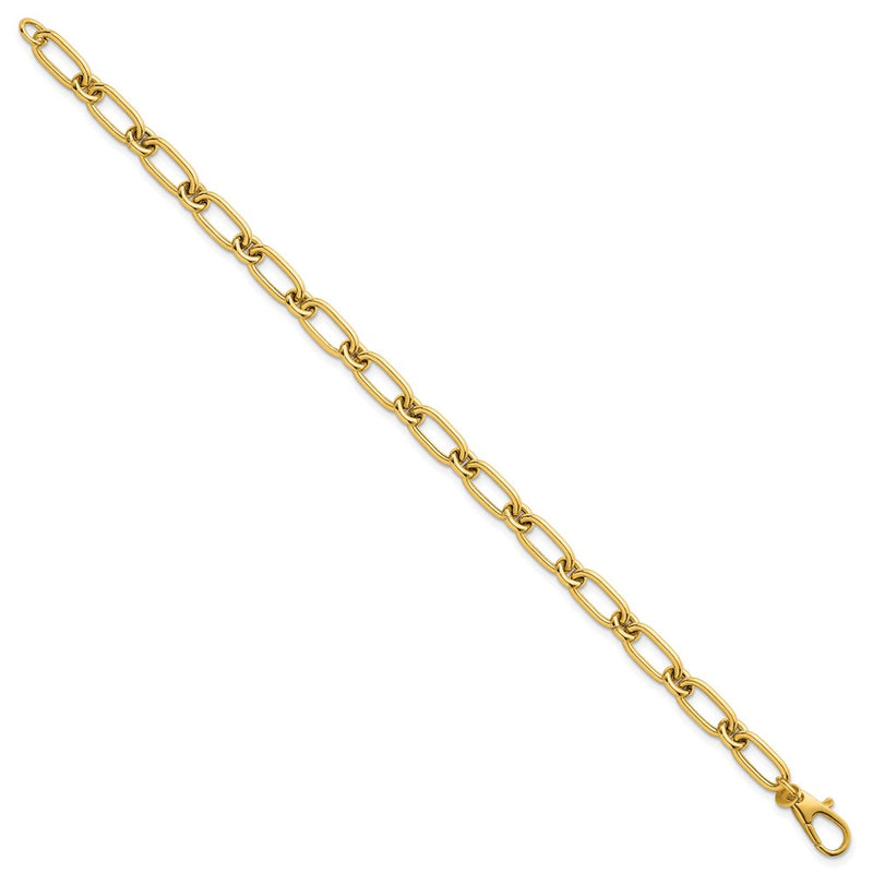 14K Yellow Gold Polished 6mm Oval and Circle Link 7.5 Inch Bracelet