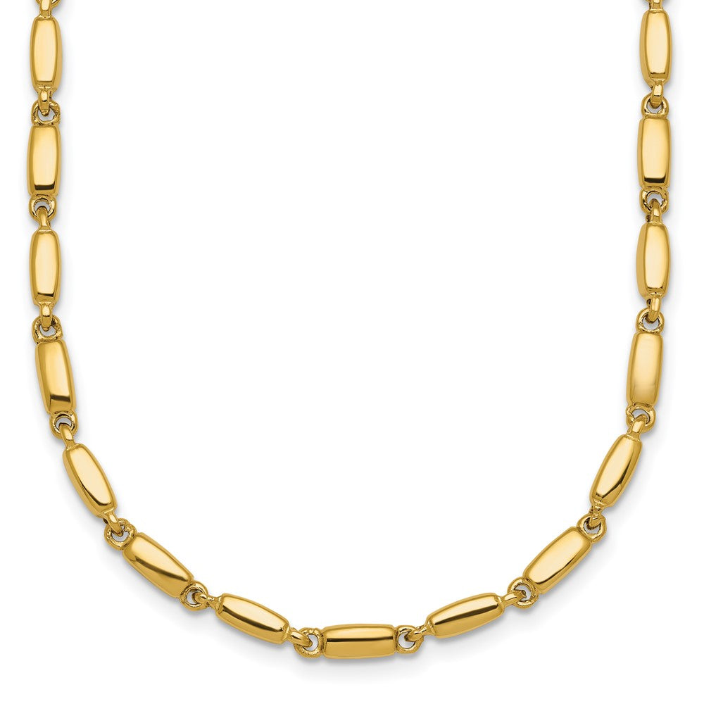 14K Yellow Gold Polished 3mm Fancy Bar Link 18 Inch Necklace