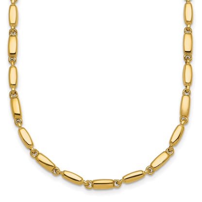 14K Yellow Gold Polished 3mm Fancy Bar Link 18 Inch Necklace