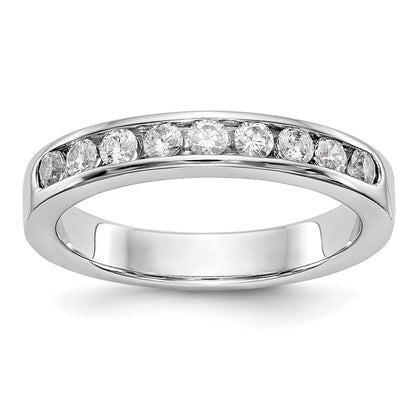 Platinum 9-Stone 1/2 carat Round Diamond Complete Channel Wedding Band Ring