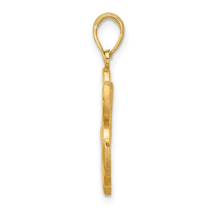 14K Yellow Gold Polished Anchor and Clover Charm