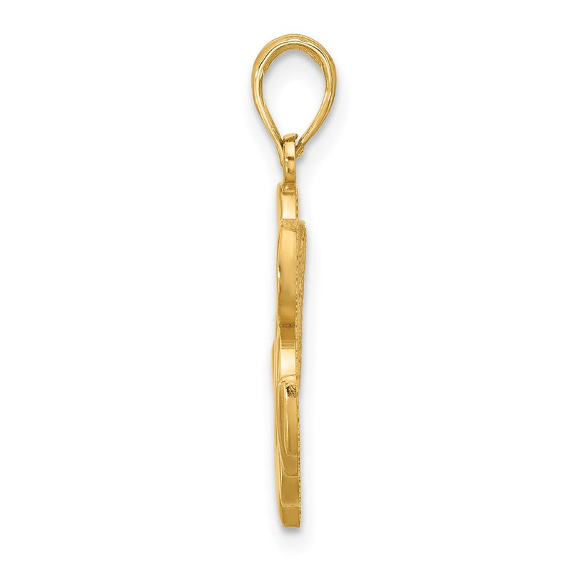 14K Yellow Gold Polished Anchor and Clover Charm