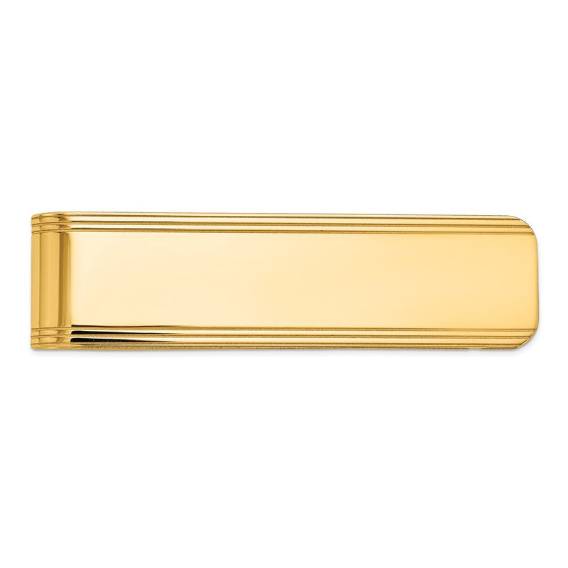 14K Yellow Gold Men's Grooved Polished Money Clip