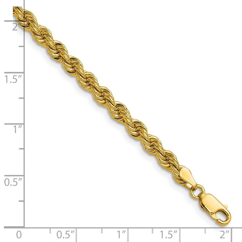 14K Yellow Gold 4.2mm Regular Rope Chain Bracelet
