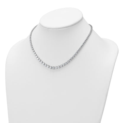 14K White Gold 10 1/20 carat Lab Grown Diamond VS/SI+ G+ Complete Round 16 Inch Graduated Tennis Necklace