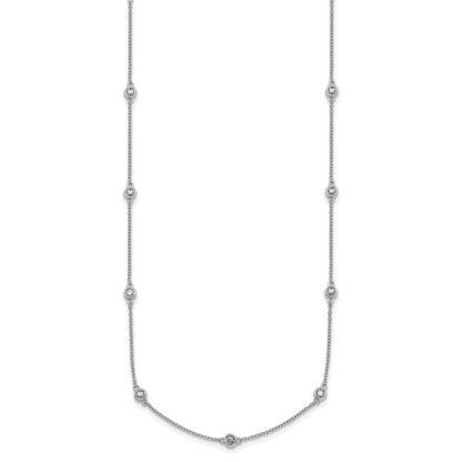 14K White Gold Complete 1/2 carat Bezel-set Diamond and Cable Chain 13-Station 16 Inch Necklace