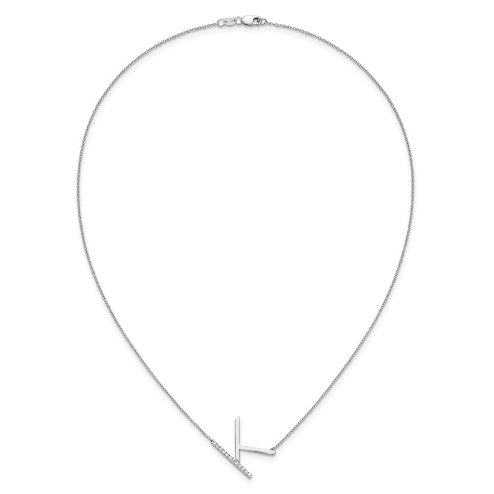14K White Gold Sideways Diamond Initial K 18 Inch Necklace