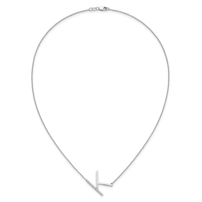 14K White Gold Sideways Diamond Initial K 18 Inch Necklace