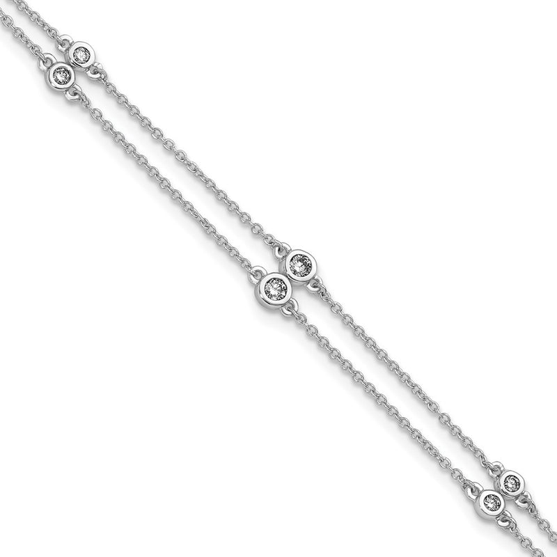 14K White Gold Complete 1/4 carat Diamond Multi-Station Double Strand 7 Inch Bracelet