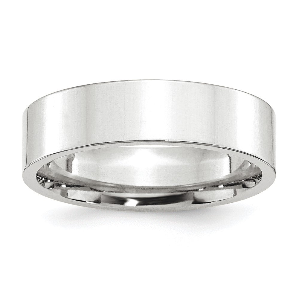 Platinum 6mm Polished Flat Wedding Band Ring