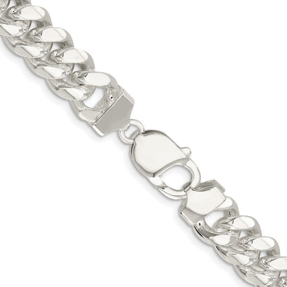Sterling Silver Rhodium-plated 10.7mm Polished Domed Curb 26 Inch Chain
